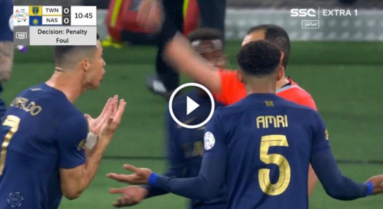 Watch: Ronaldo ass.aults the match referee with his hand