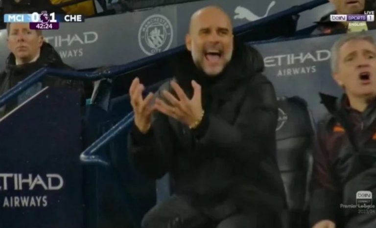 Chelsea’s first goal against Manchester City and Guardiola’s crazy reaction to what happened