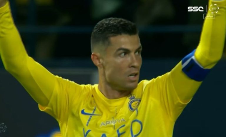 The cameras were unable to capture Ronaldo’s amazing shot in the goal scored by his team Al-Nasr against Al-Raed