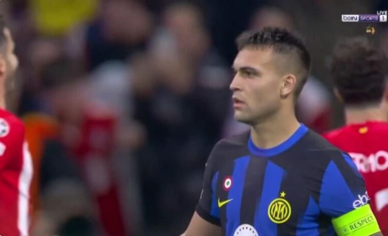 The penalty kick that baffled physicists, space scientists, and astronomers, and they have not found an explanation or way for it yet, from Lautaro Martinez in the Champions League today