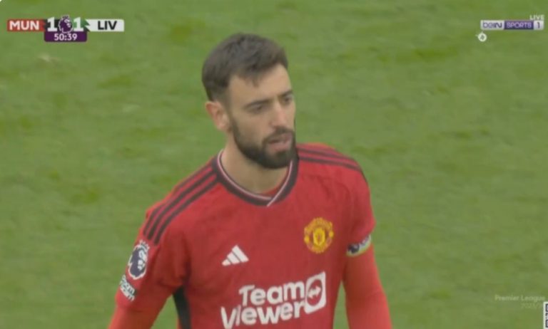 Manchester United’s amazing equalizing goal against Liverpool from midfield by Portuguese Bruno