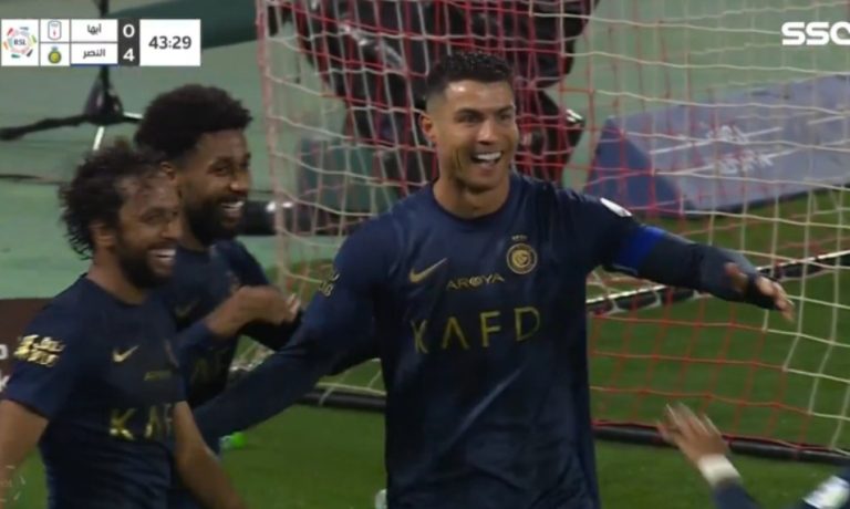 A historic shot of Cristiano Ronaldo in Al-Nasr’s fifth goal