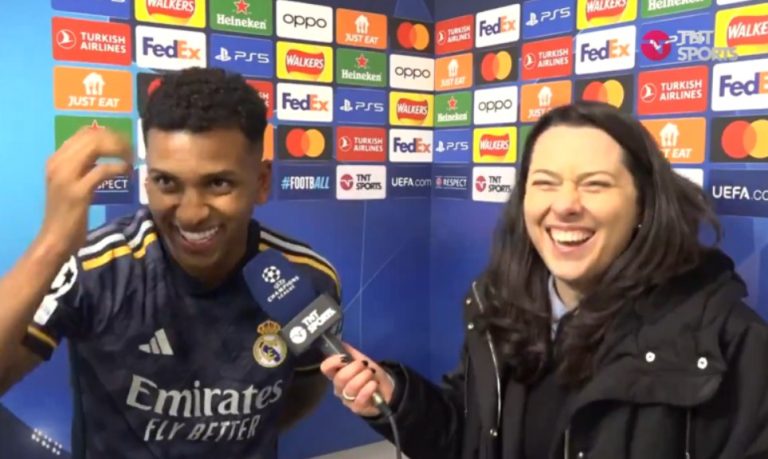 Guardiola passed by Rodrigo during a television interview, and they saw the wonder that happened to Rodrigo, the Real Madrid player