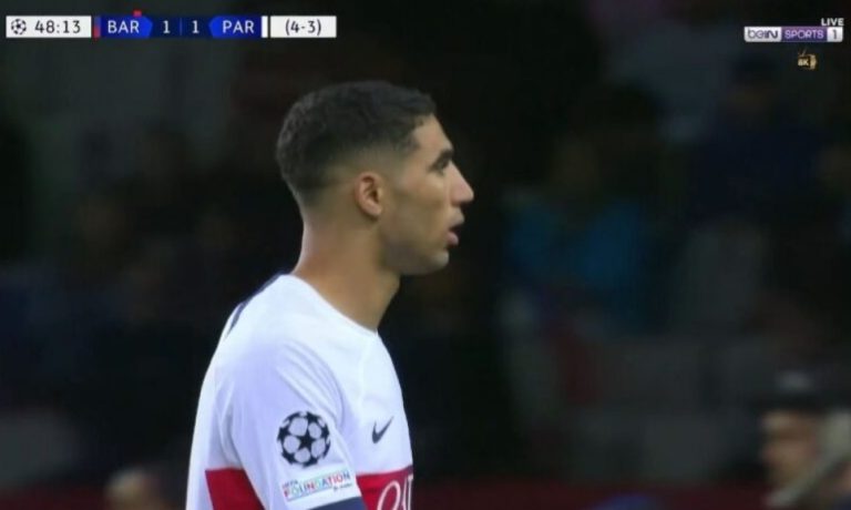 Achraf Hakimi shocks the whole world by covering a distance of 70 meters in less than 10 seconds, causing Barcelona to be eliminated from the Champions League
