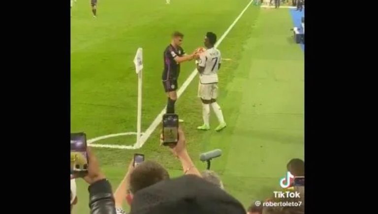 A strange shot between Vinicius and Bayern Munich player Kimmich in the Champions League semi-finals