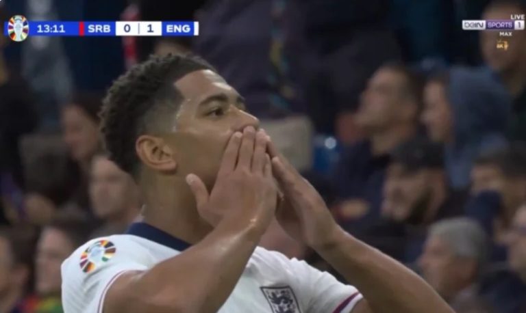 Bellingham’s wonderful goal for England against Serbia today at Euro 2024