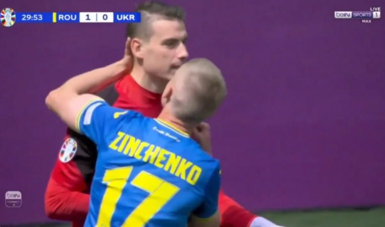 Romania’s historic goal against Ukrainian goalkeeper Lunin