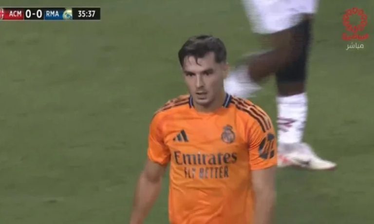 A fantastic skill and speed shot from Moroccan Ibrahim Diaz in the match between Real Madrid and Milan