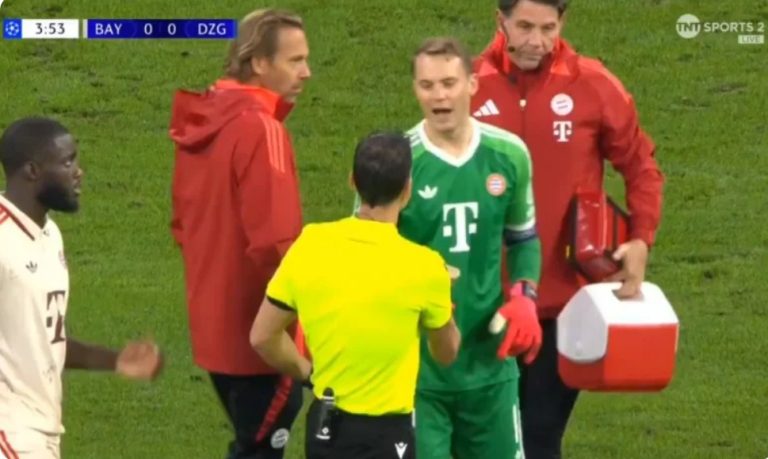 Manuel Neuer’s amazing shot during a counterattack for Dinamo Zagreb against Bayern Munich