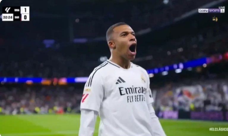 Mbappe’s goal against Barcelona in his first Clasico, but the referee has another opinion
