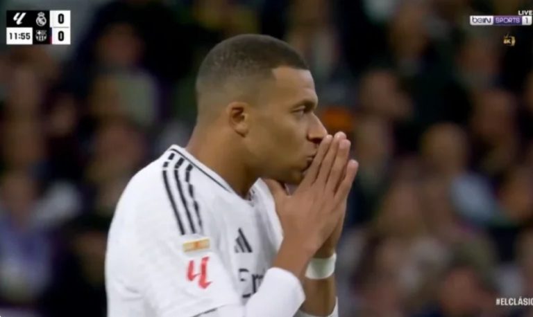 Mbappe almost scored his first career goal in the Clasico from the middle of the field in this world-class way