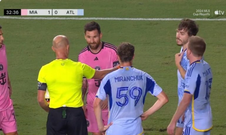 Messi embarrasses his teammate Busquets with a historic move in the match between Inter Miami and Atlanta United in the American league early this morning