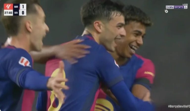 Pedri’s amazing goal against Sevilla after a fantastic effort and cr.azy speed from the talented Lamine Yamal