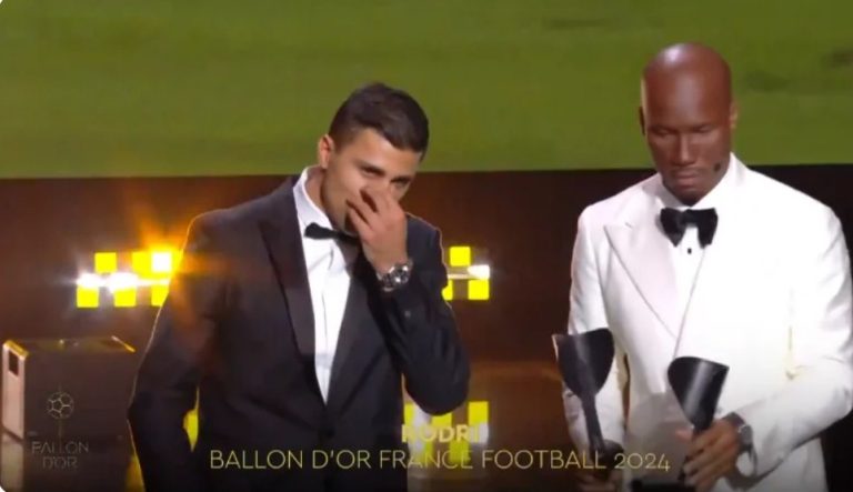 The moment Rodri was announced as the winner of the Golden Ball after it was st.olen from Vinicius Junior
