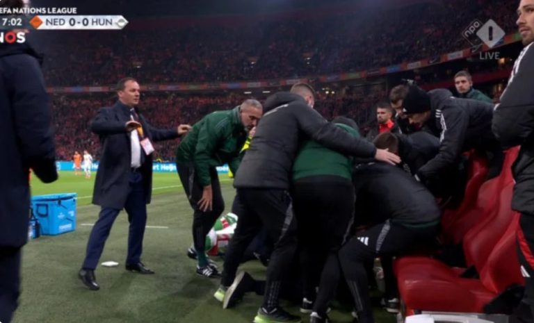 A ter.rifying and sho.cking shot sho.cks everyone in the European Nations League and causes the Hungary-Netherlands match to be stopped 5 minutes after kick-off