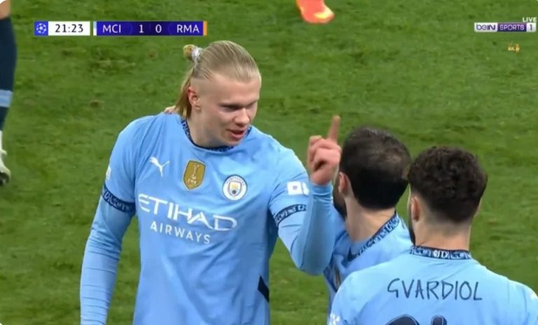 The controversial Haaland goal against Real Madrid that caused an earth,quake across England and led to a 3-minute stoppage in the match due to the complicated situation surrounding this moment