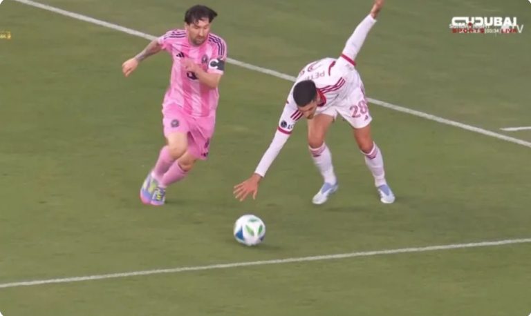 For the first time in history, a skill move by Messi causes the opposing player to swim on a football field