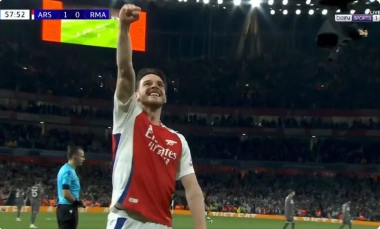Watch the exceptional and incredible way the Arsenal player used to score a legendary direct free-kick into Real Madrid’s goal in the Champions League quarterfinals