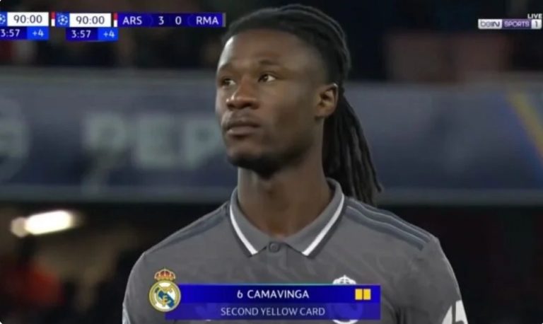 Camavinga, the Real Madrid player, makes history with the dum,best red card you might ever see in your footballing life