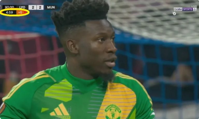 Cameroonian goalkeeper Onana becomes a laughingstock and the subject of worldwide mockery because of what he did in the final second against Lyon in the Europa League quarter-final.