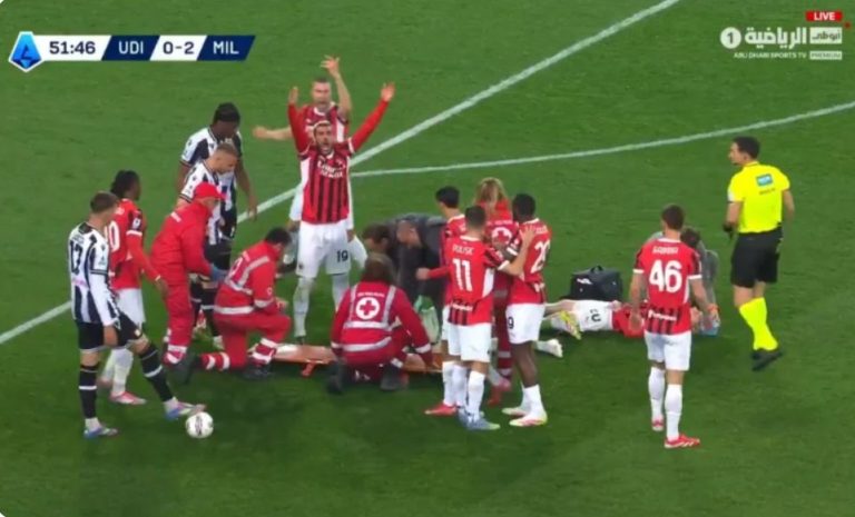 A scene not for the faint of heart… Milan’s goalkeeper Maignan made the referee and all the players scr,eam loudly for the medical team to come onto the pitch.