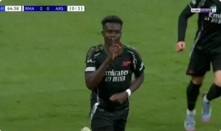 Watch Saka’s insane goal that knocked Real Madrid out of the Champions League and secured Arsenal’s place in the semi-finals to face Paris in a shock no one saw coming.