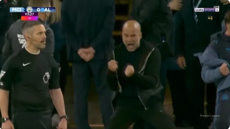 Guardiola loses his mind and shakes Manchester with a wild reaction that the Premier League will never forget, all because of the decisive goal that secured City’s place in the UEFA Champions League.