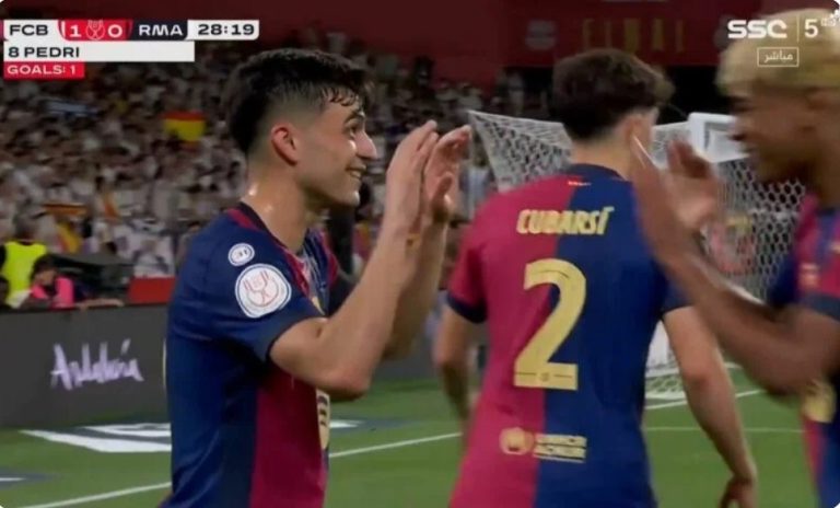 Watch Barcelona’s stunning and world-class first goal against Real Madrid in the Copa del Rey final, following brilliance from Lamine Yamal and the maestro Pedri, ending with the most beautiful goal of the tournament since the start of the Copa del Rey.