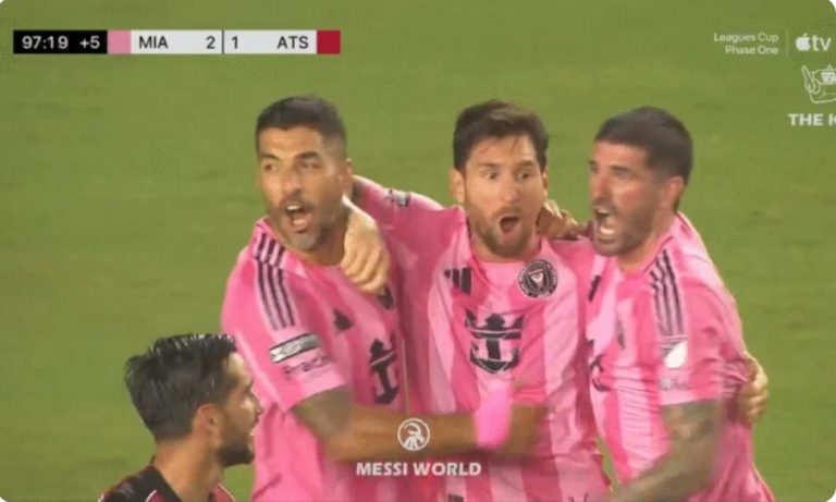 Watch the legendary technique used by Messi in the last-minute winning goal for Inter Miami, and his hysterical celebration in the face of the Atlas Mexican player.