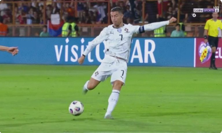 Video of Cristiano Ronaldo’s second thunderous goal against Armenia in today’s World Cup qualifiers.