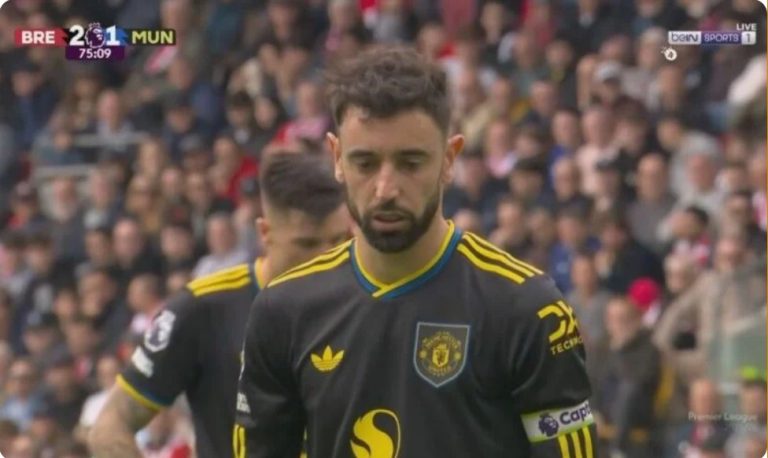 Watch Bruno Fernandes’ crucial penalty against Brentford and the fans’ reaction and shock.