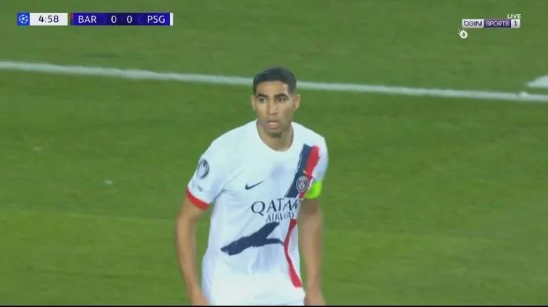 Watch Achraf Hakimi’s historic, insane save that prevented a certain goal for Barcelona and saved Paris.