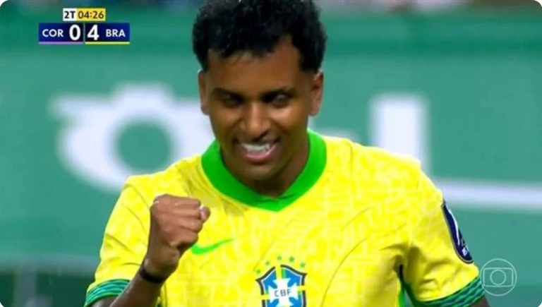 Watch the smart and insane trick that Brazilian Rodrygo used to score a world-class goal against South Korea today, and the reaction and shock of all the Seleção players.