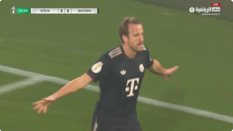 Watch Harry Kane’s incredible goal against Köln in the DFB-Pokal, and the insane way he scored after all angles were closed off to him!