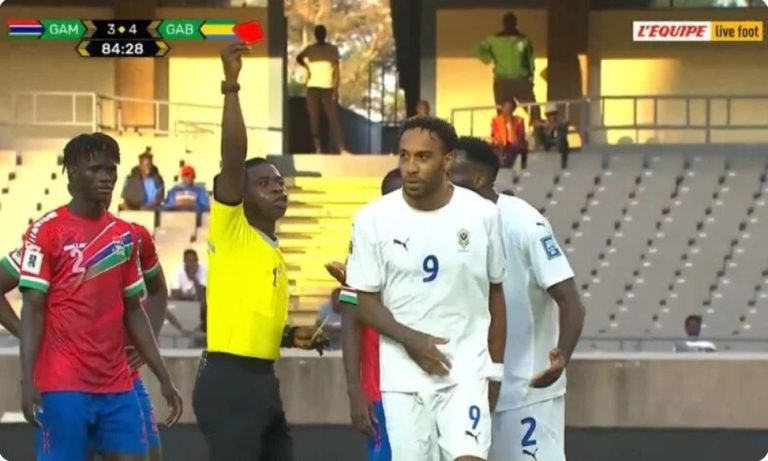 Watch the insane scenario that unfolded with Aubameyang against Gambia in the World Cup qualifiers, followed by the shocking red card in the end.