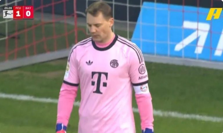 Watch the incredible corner kick that was scored into Bayern Munich’s goal after a disastrous move by Manuel Neuer, which caused all the Union Berlin players to burst into hysterical laughter in mockery of Neuer’s bizarre action!