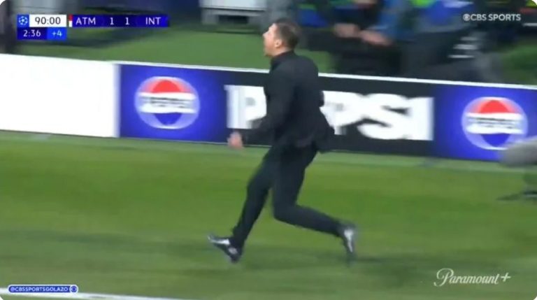 Watch the insane winning goal by Atlético Madrid against Inter in the final seconds of the match, and the reaction of Diego Simeone, who ran and celebrated in a wild, hysterical way to celebrate this priceless goal!