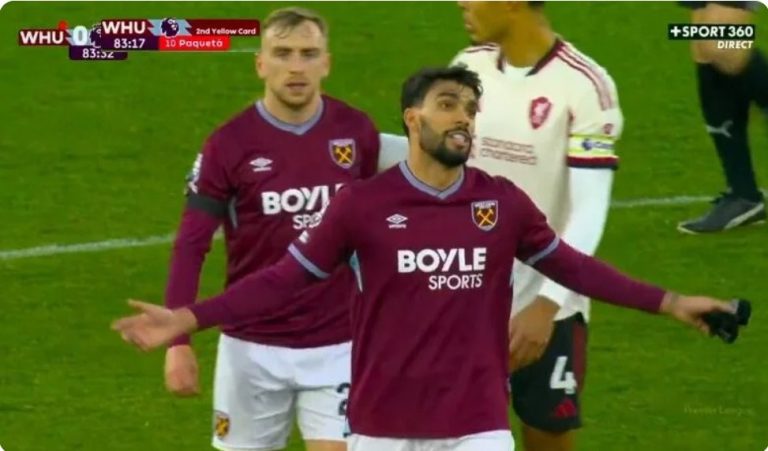 Watch the moment of Lucas Paquetá’s bizarre red card, which has become the talk of the world due to betting, after the strange act he did against Liverpool today!
