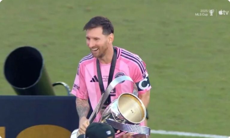 Watch the moment Inter Miami were crowned MLS champions for the first time in their history, and the crazy scene when Messi lifted the MLS trophy in front of Thomas Müller after defeating him in the final!!!