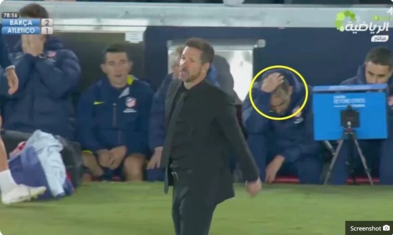 Reports of Simeone being transferred to the nearest hospital in Barcelona after the match due to this bizarre scene that left the entire stadium frozen in shock.