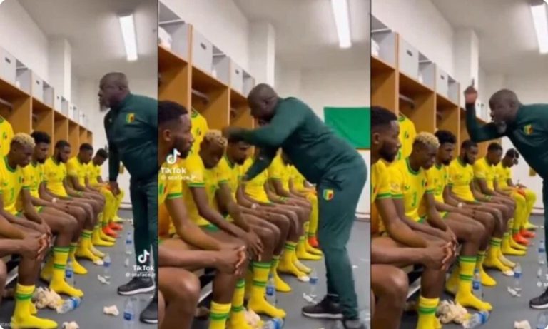 Watch leaked footage of the Benin coach vio,lently ass,aulting his players in the locker room during halftime of their match against Egypt.