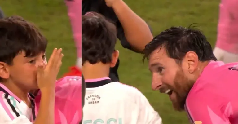 A funny moment between Lionel Messi and his son Ciro during Inter Miami’s celebrations after winning the Champions Cup, as the youngster innocently commented on his father’s smell.