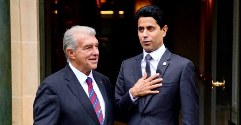 A Heavyweight Surprise: Laporta Flirts with Paris Saint-Germain and Its President Ahead of the Anticipated Showdown!
