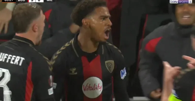 Watch the historic free-kick brilliantly scored by the Moroccan Amine Adli into Milan’s net moments after coming on as a substitute with his team Bournemouth in the Europa League!