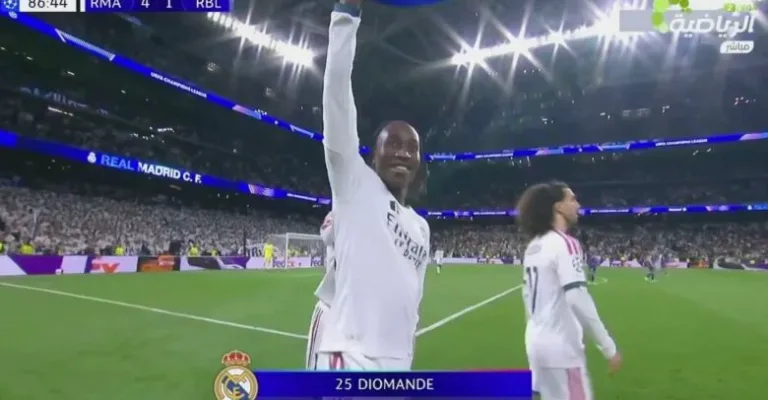 A crazy Ivorian player named Diomande will cause the Bernabéu stadium’s goal nets to be replaced because of the rocket-like way he scored a historic last-minute goal moments after coming on as a substitute in the Real Madrid and Leipzig Champions League match